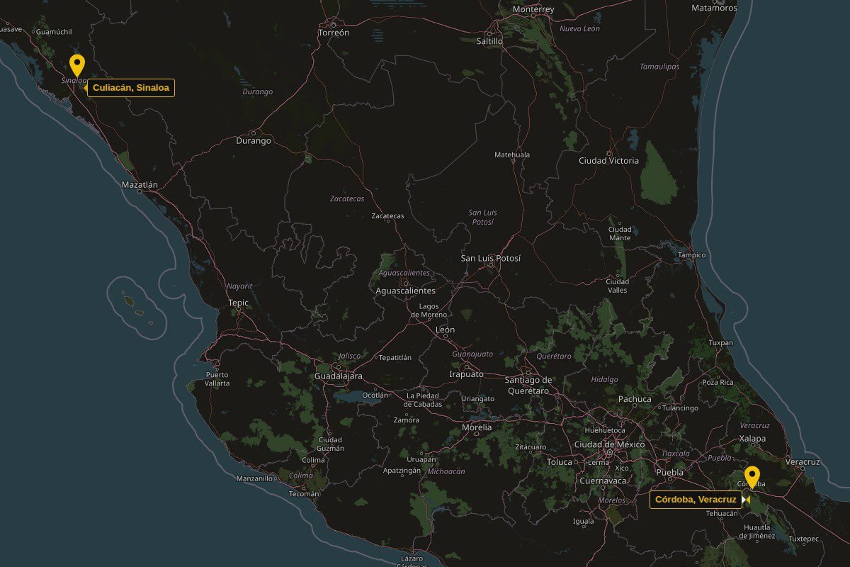 Ubicaciones de Grupo Reinpac: Culiacán, Sinaloa (Pacífico Norte) y Córdoba, Veracruz (Golfo y Sureste)